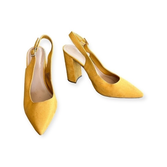 Shoe Dazzle Collen yellow shoes heels Size 9 block heel slingback - Picture 1 of 10